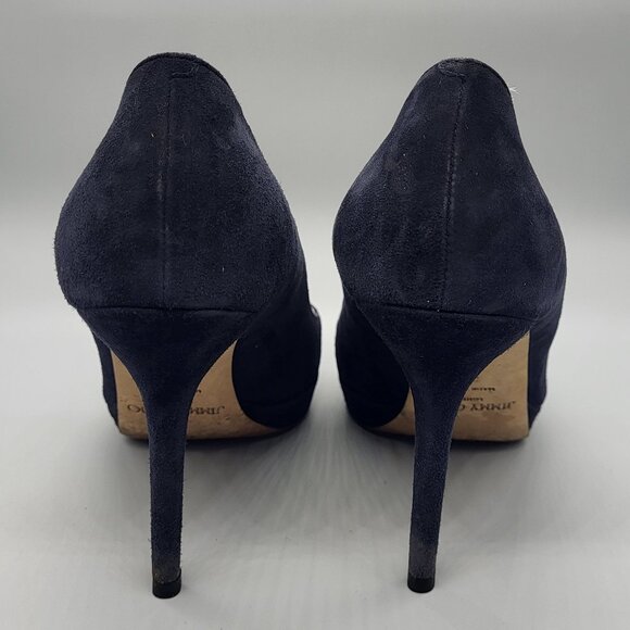 Jimmy Choo Suede Peep Toe Pumps - Picture 13 of 16